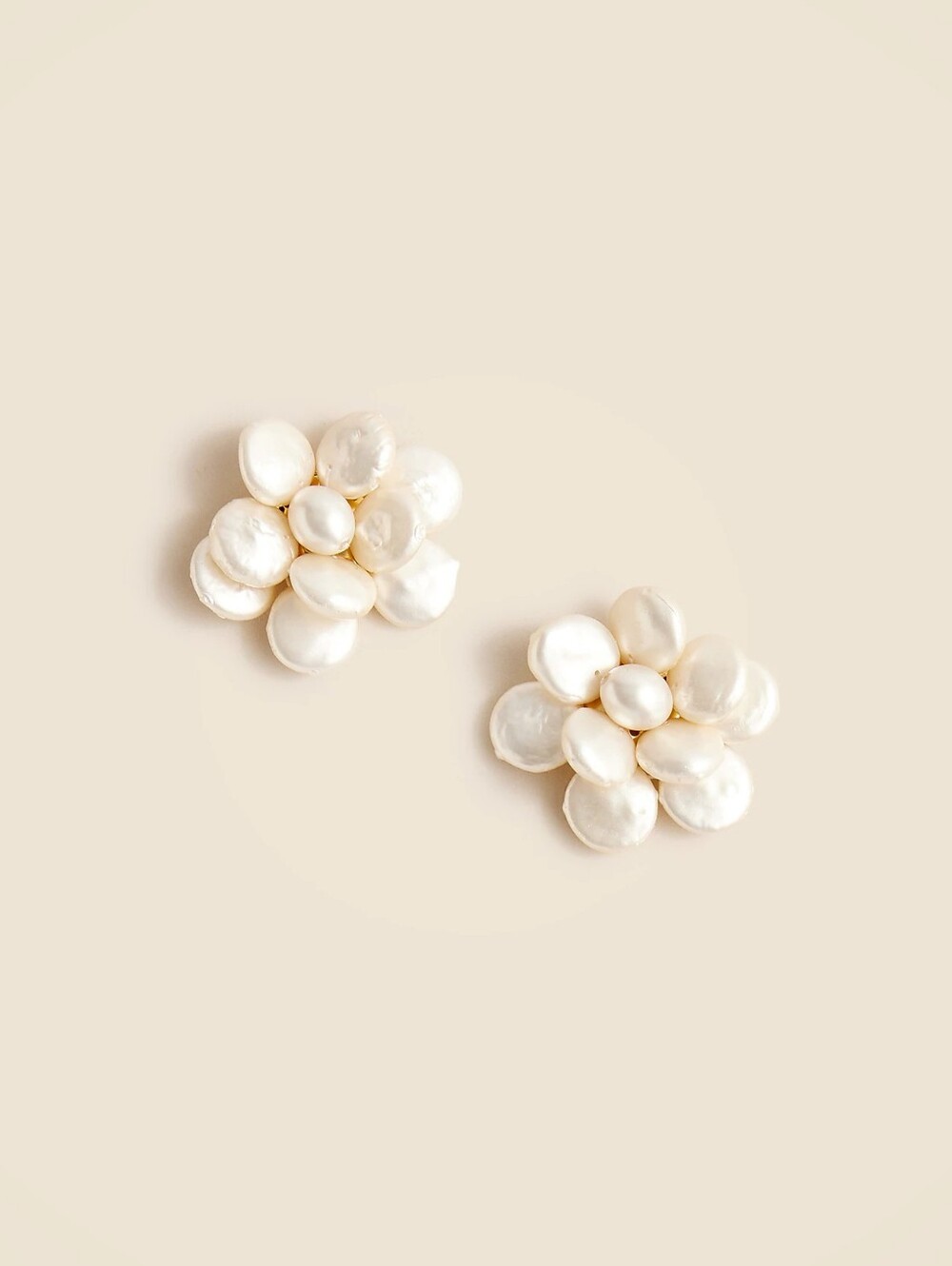 Flower pearl stud earringsPetal Cluster Earrings - White Bridal Shower Brunch